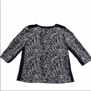 J. Crew Navy Embroidered 3/4 Sleeve Top Size Medium